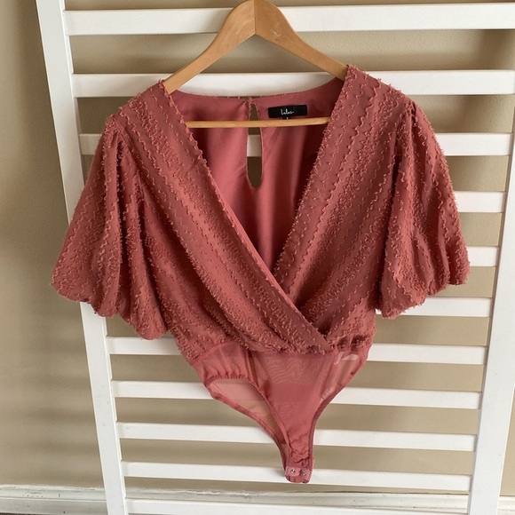 Lulu's Pink Textured Bodysuit - Picture 1 of 14